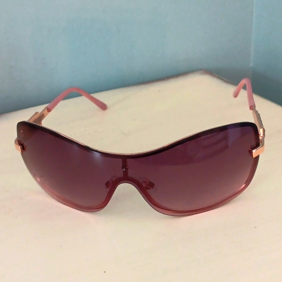 Rose Tinted Shield Sunglasses w crystal accents 🍀 - Picture 5 of 9